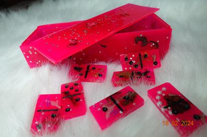 "Pink Elegance: Personalized Dominoes Standard Set"